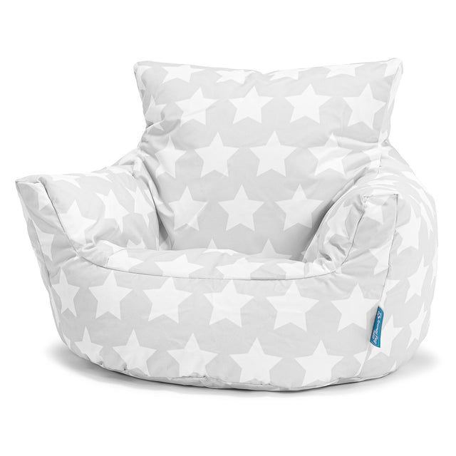 LOUNGE PUG PRINT CHILDRENS Toddler Armchair Kids Bean Bags UK GREY Star