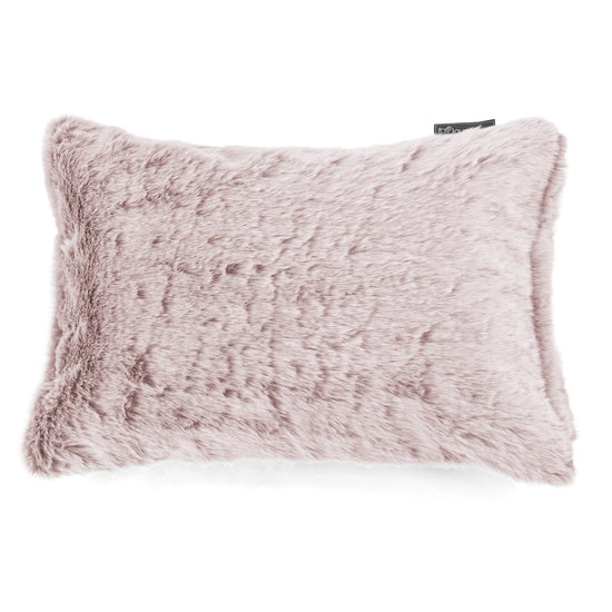 Rectangular Scatter Cushion 35 x 50cm - Faux Rabbit Fur Dusty Pink 01