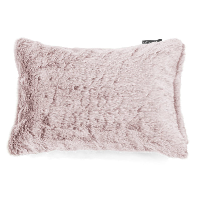 Rectangular Scatter Cushion 35 x 50cm - Faux Rabbit Fur Dusty Pink 01