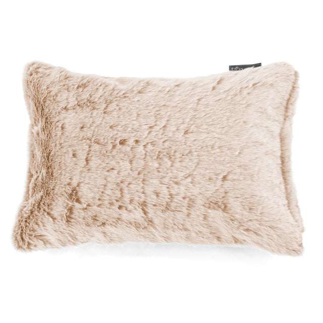 Rectangular Scatter Cushion 35 x 50cm - Faux Rabbit Fur White 01