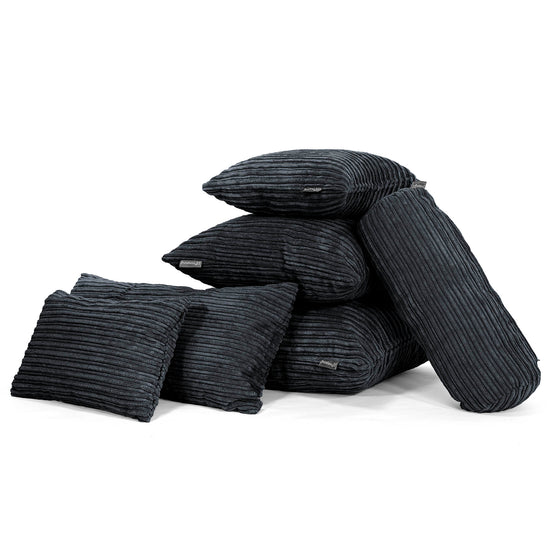 Round Scatter Cushion 50cm - Cord Black 03