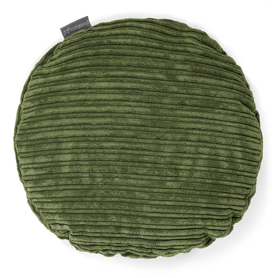 Round Scatter Cushion 50cm - Cord Forest Green 01