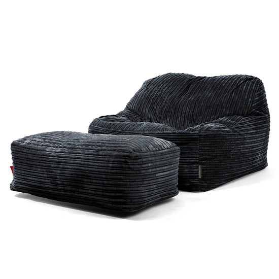 Sloucher Bean Bag Chair - Cord Black 01