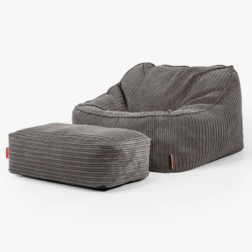 Sloucher Bean Bag Chair - Cord Graphite Grey 02