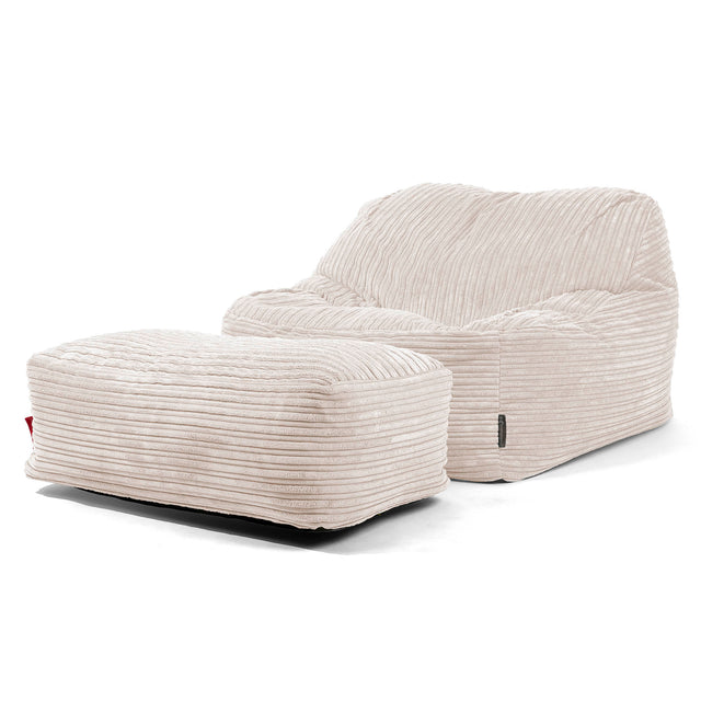 Sloucher Bean Bag Chair - Cord Ivory 01