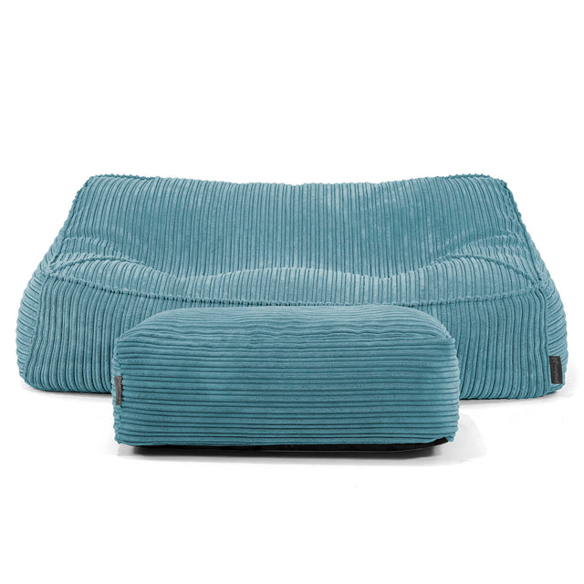 Sloucher Bean Bag Sofa - Cord Aegean Blue 01