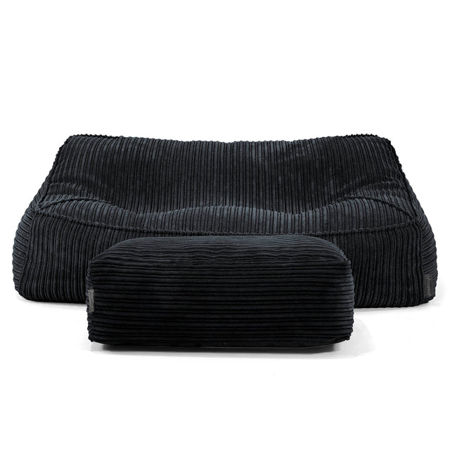 Sloucher Bean Bag Sofa - Cord Black 01
