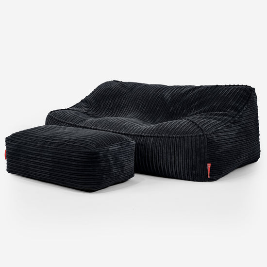 Sloucher Bean Bag Sofa - Cord Black 02