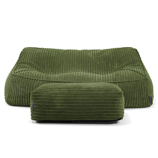 Sloucher Bean Bag Sofa - Cord Forest Green 01