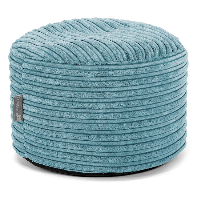 Small Round Footstool - Cord Aegean Blue 01