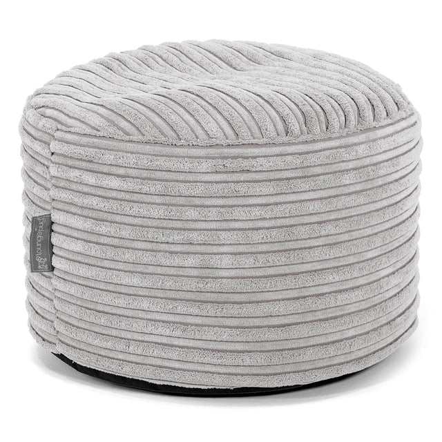 Small Round Footstool - Cord Aluminium Silver 01