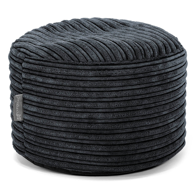 Small Round Footstool - Cord Black 01