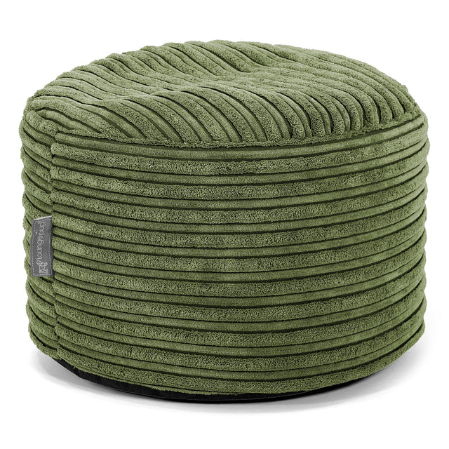 Small Round Footstool - Cord Forest Green 01