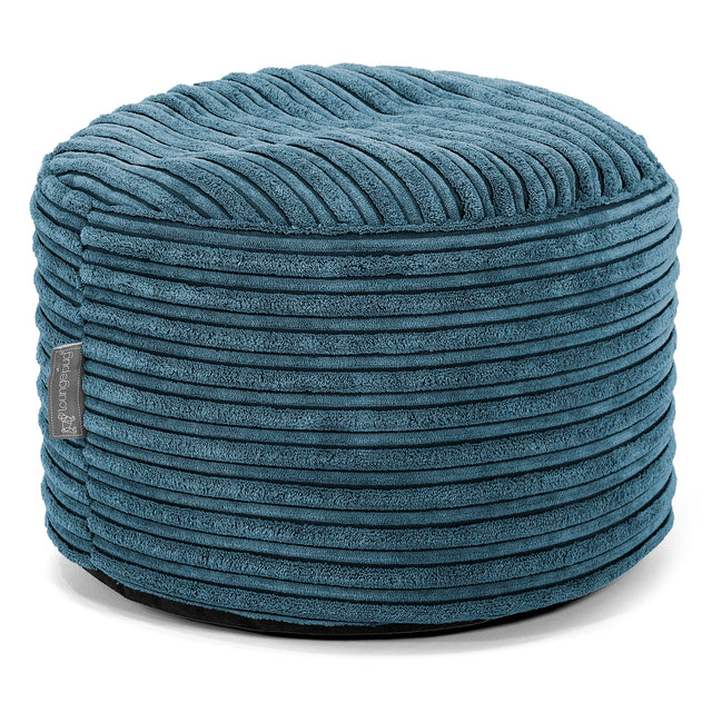 Small Round Footstool - Cord Navy Blue 01