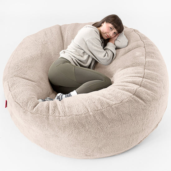 Mega Mammoth Bean Bag Sofa - Teddy Faux Fur Mink 01