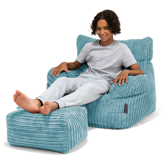 Teens Bean Bag Armchair 6-14 yr - Cord Aegean Blue 01