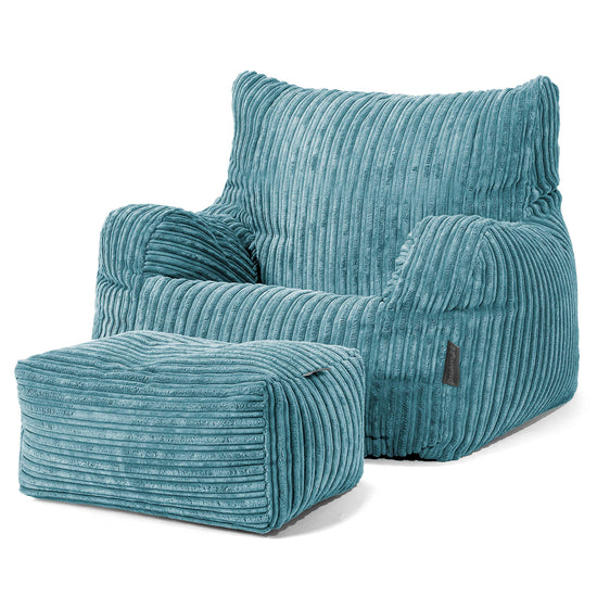 Teens Bean Bag Armchair 6-14 yr - Cord Aegean Blue 03