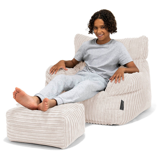Teens Bean Bag Armchair 6-14 yr - Cord Ivory 01