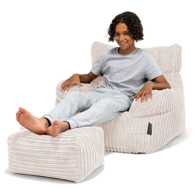 Teens Bean Bag Armchair 6-14 yr - Cord Ivory 01