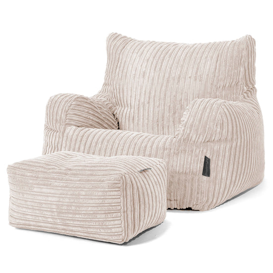 Teens Bean Bag Armchair 6-14 yr - Cord Ivory 03