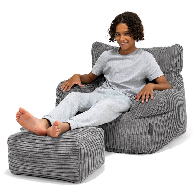 Teens Bean Bag Armchair 6-14 yr - Cord Steel Grey 01