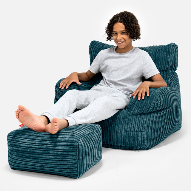 Teens Bean Bag Armchair 6-14 yr - Cord Teal Blue 01