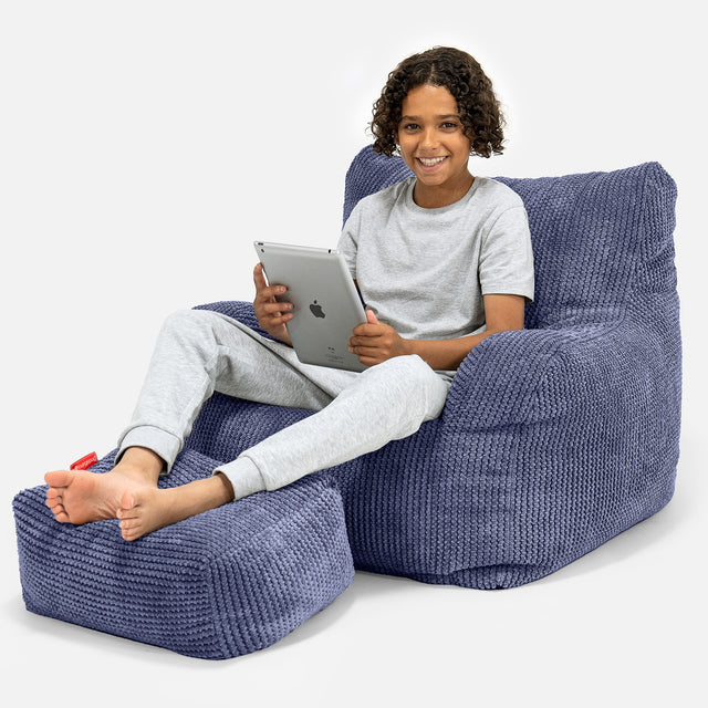 Teens Bean Bag Armchair 6-14 yr - Pom Pom Purple 01