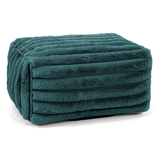 Small Footstool - Ultra Plush Cord Teal 01