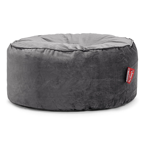 Large Round Pouffe - Velvet Graphite Grey 01