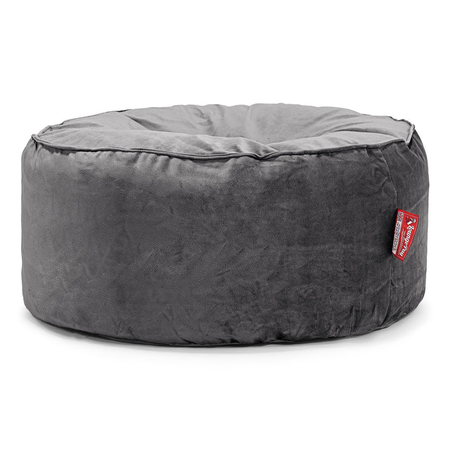 Large Round Pouffe - Velvet Graphite Grey 01
