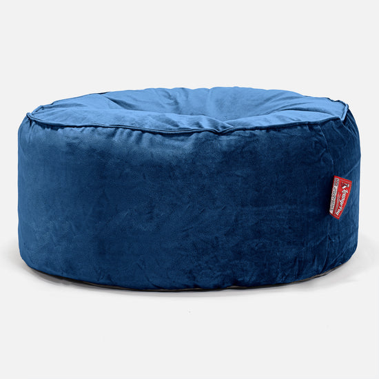 Large Round Pouffe - Velvet Midnight Blue 01