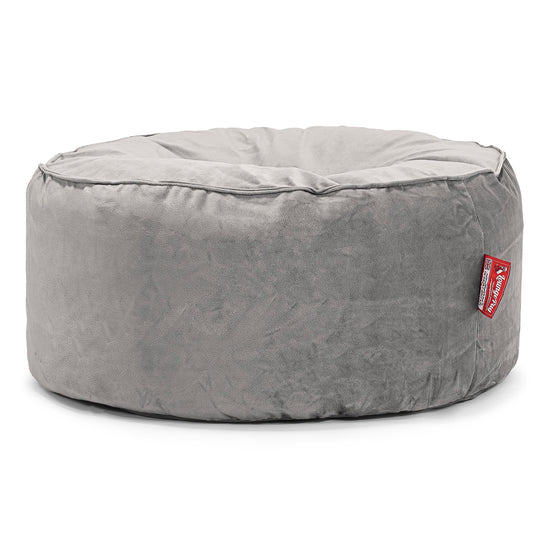 Large Round Pouffe - Velvet Silver 01