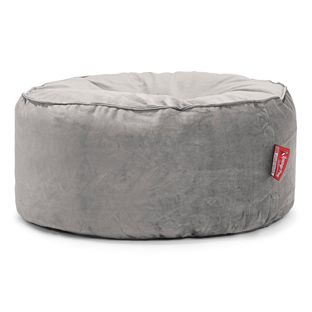 Large Round Pouffe - Velvet Silver 01
