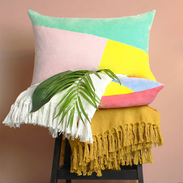 Rectangular Scatter Cushion Cover 40 x 60cm - Colourblock Velvet Pastel 04