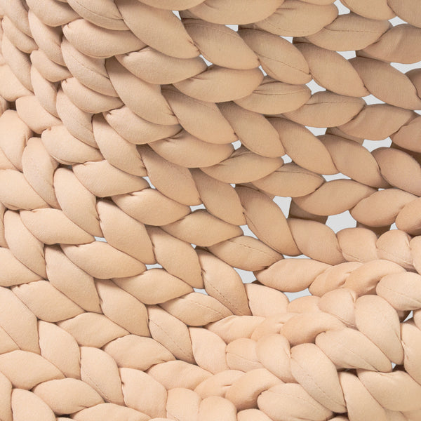 Weighted Blanket for Adults - Cotton Chunky Knit Taupe Fabric Close-up Image