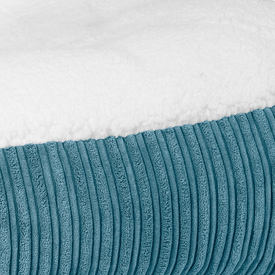 Sloucher Large Dog Bed - Sherpa & Cord Aegean Blue 03