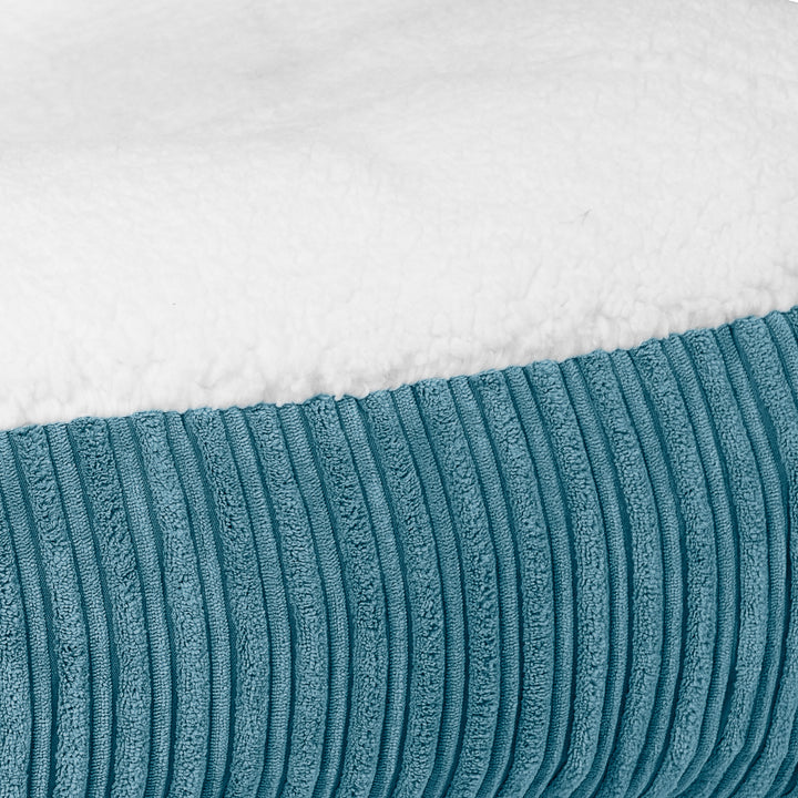 Sloucher Large Dog Bed - Sherpa & Cord Aegean Blue 03