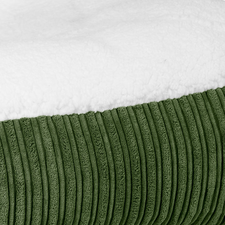 Sloucher Large Dog Bed - Sherpa & Cord Forest Green 03