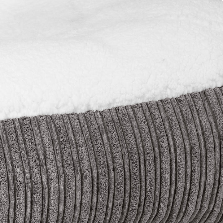 Sloucher Medium Dog Bed - Sherpa & Cord Graphite Grey 03