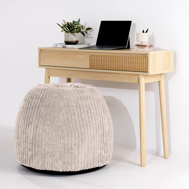 Desk Chair Pouf - Cord Ivory 02