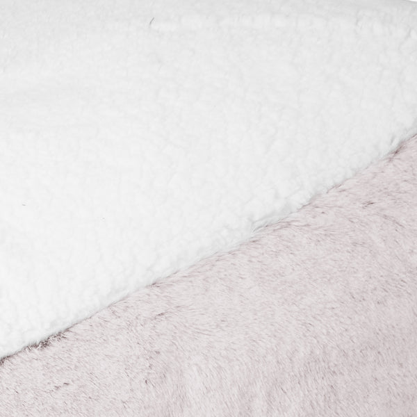 Sloucher Medium Dog Bed - Fluffy Faux Fur Rabbit Dusty Pink Fabric Close-up Image