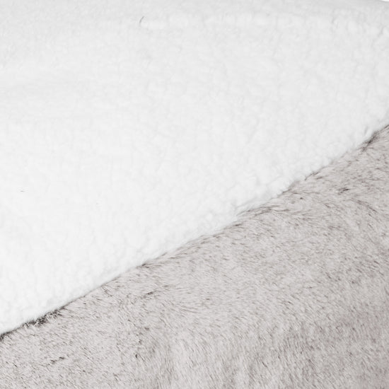 Sloucher Medium Dog Bed - Fluffy Faux Fur Rabbit Light Grey 03
