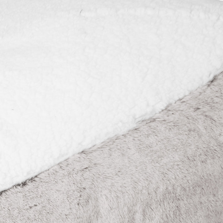Sloucher Medium Dog Bed - Fluffy Faux Fur Rabbit Light Grey 03