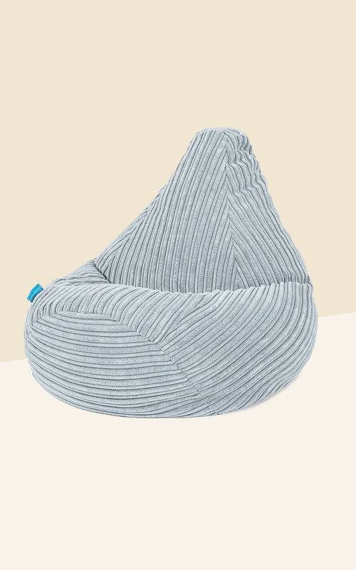 Lounge Pug Kids Gaming Chair Bean Bag Cord Aegean Blue Highback