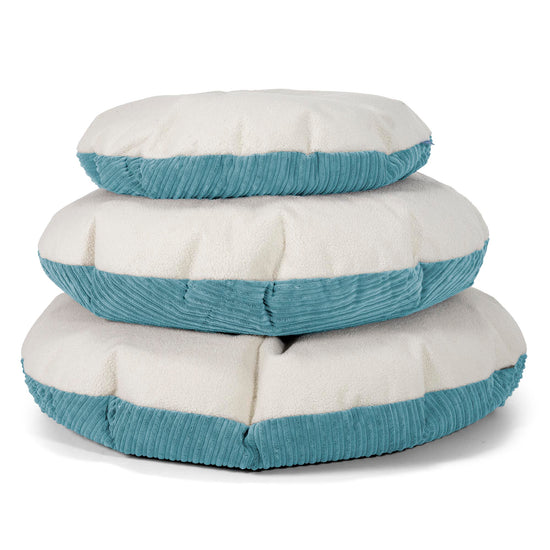 Flexforma Junior Children's Round Floor Cushion Bean Bag 2-14 yr - Boucle & Cord Aegean Blue 03