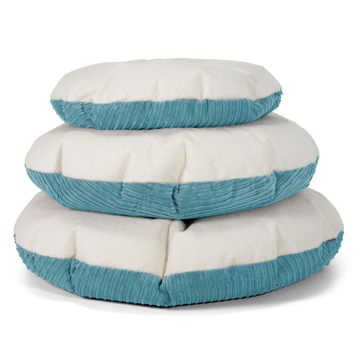 Flexforma Junior Children's Round Floor Cushion Bean Bag 2-14 yr - Boucle & Cord Aegean Blue 03