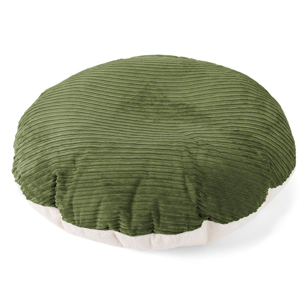 Flexforma Junior Children's Round Floor Cushion Bean Bag 2-14 yr - Boucle & Cord Forest Green 01