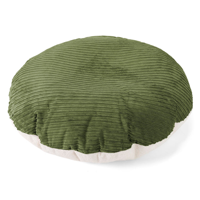 Flexforma Junior Children's Round Floor Cushion Bean Bag 2-14 yr - Boucle & Cord Forest Green 01