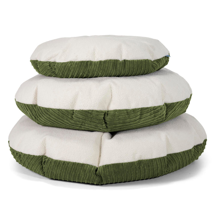 Flexforma Junior Children's Round Floor Cushion Bean Bag 2-14 yr - Boucle & Cord Forest Green 03