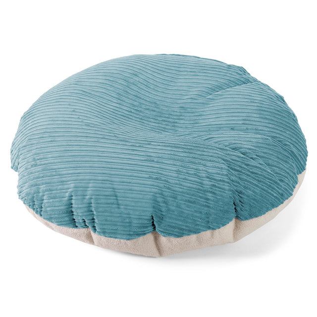 Flexforma Adult Round Floor Cushion Bean Bag - Boucle & Cord Aegean Blue 01